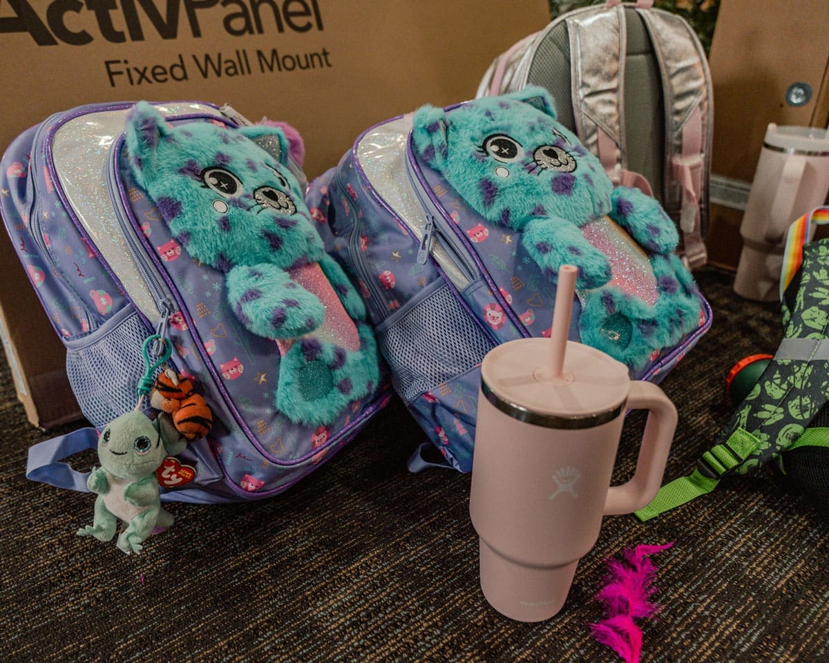 backpacks on ground